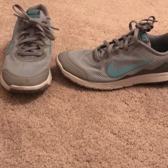 Nike Shoes - Grey white and light blue Nikes.